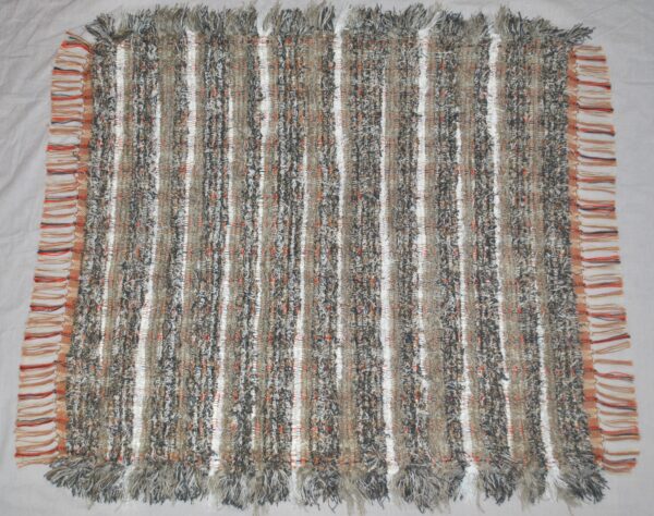 Fluffy Rug, Stormy Blue & Neutral Stripe, 37x35